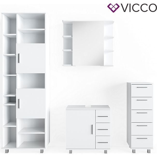 Vicco Badmobel Set Ilias Weiss Bad Spiegel Kommode Unterschrank